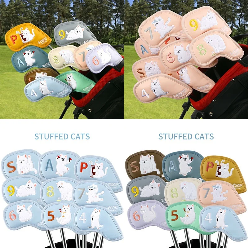 

New Golf Iron Wood Pu Rod Set Plu Cartoon Pattern Ball Sti Cover High End PU Set for Girls Youth Golf Accories