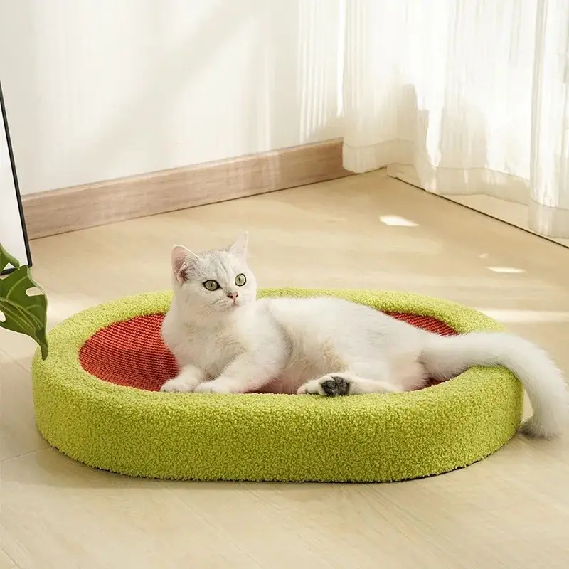 Imagem -03 - Ins Oval Plush Cat Coçar Board Resistente ao Desgaste Home Brinquedos Cama de Dormir Pet Home