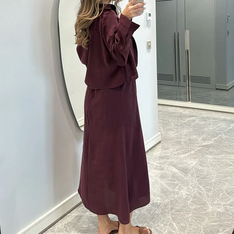 

Модное однотонное свободное платье трапециевидной формы, комплекты из двух предметов, женские элегантные наряды для поездок на работу, повседневные комплекты блейзеров с длинными рукавами и макси-платьев