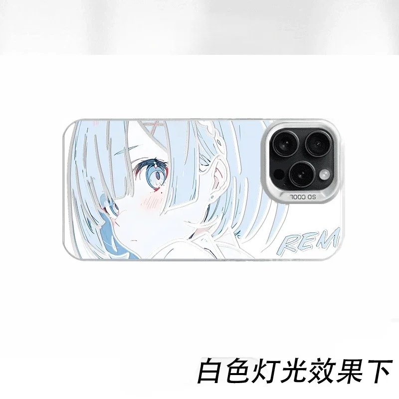 Coque de téléphone Rem Girl, dessin animé mignon, pour iPhone 11 12 13 14 15 16 17 Pro Max Plus XR MINI Air Anime Re zero Natsuki Subaru