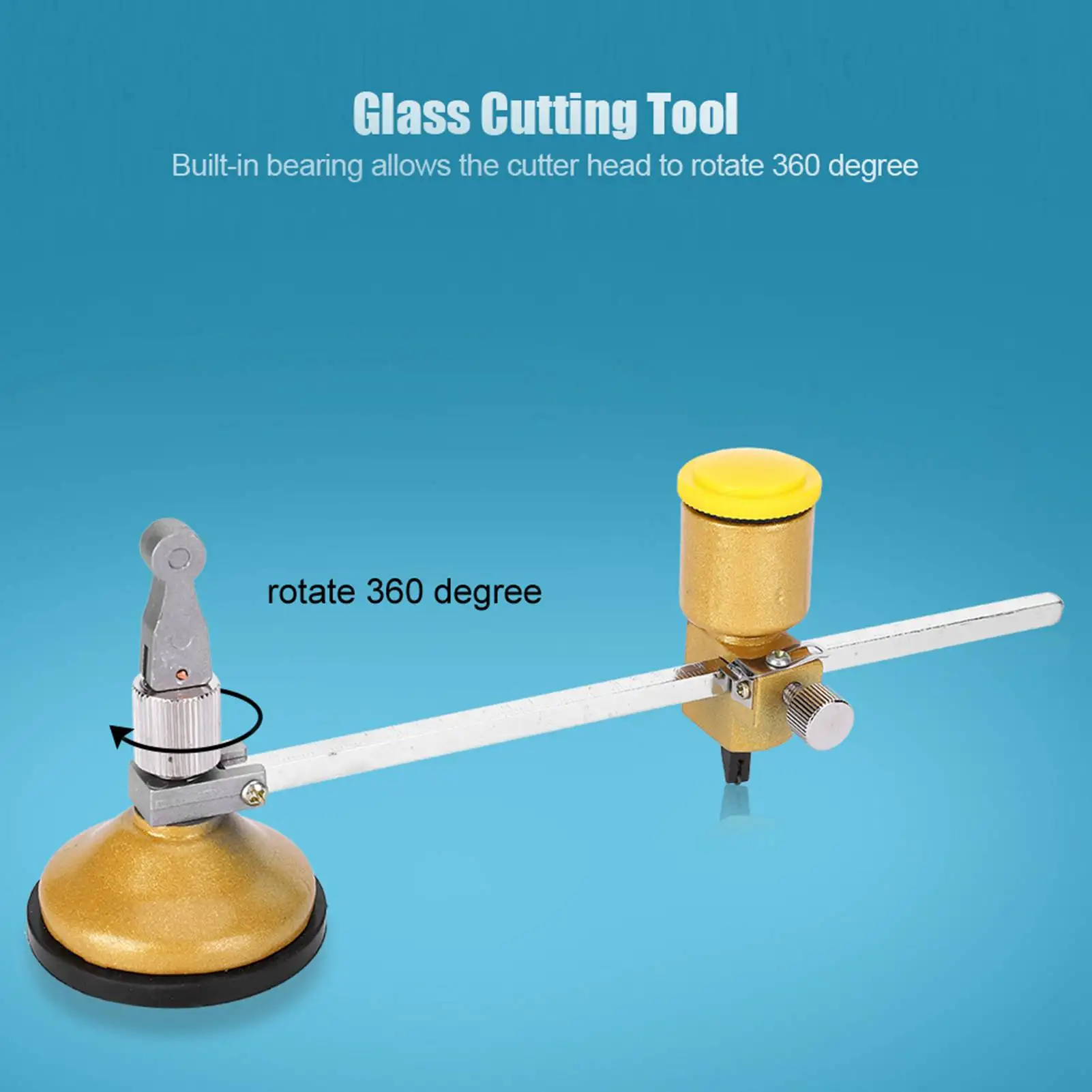 Professional Glass Cutter Round Cutting Tool With Round Handle And Suction Cup Adjustment Compass Type Glass Circular Cutter