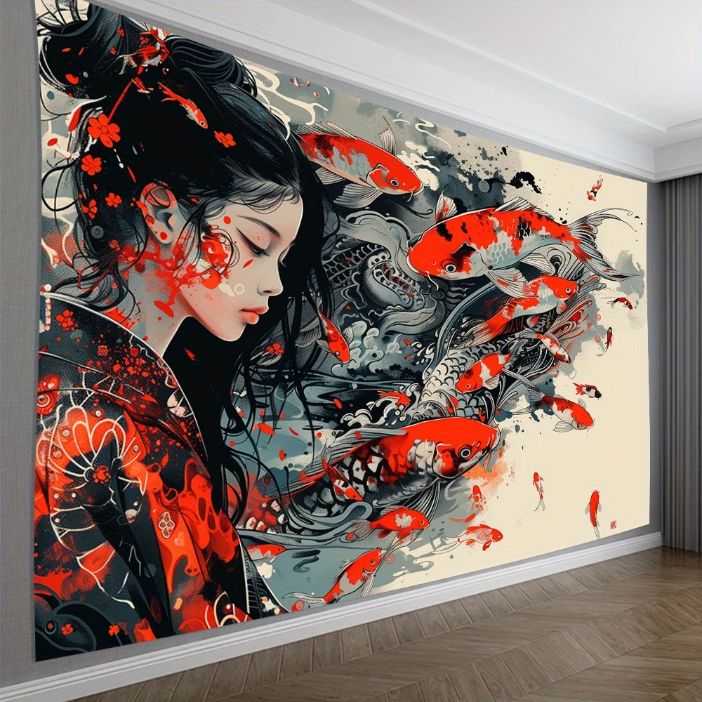 Japanese-style manga Digital printing polyester wall hanging tapestry decorative Living room bedrooms Office background gift
