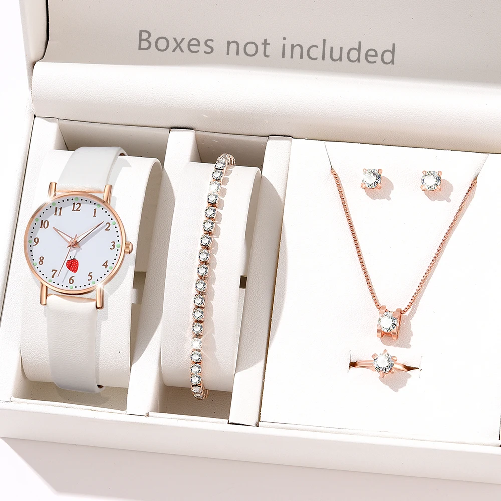 GAIETY Couple Simple Style Strawberry Element Dial Watch Casual Fashion Quartz Watch Is The Perfect Gift For Her (No Box)