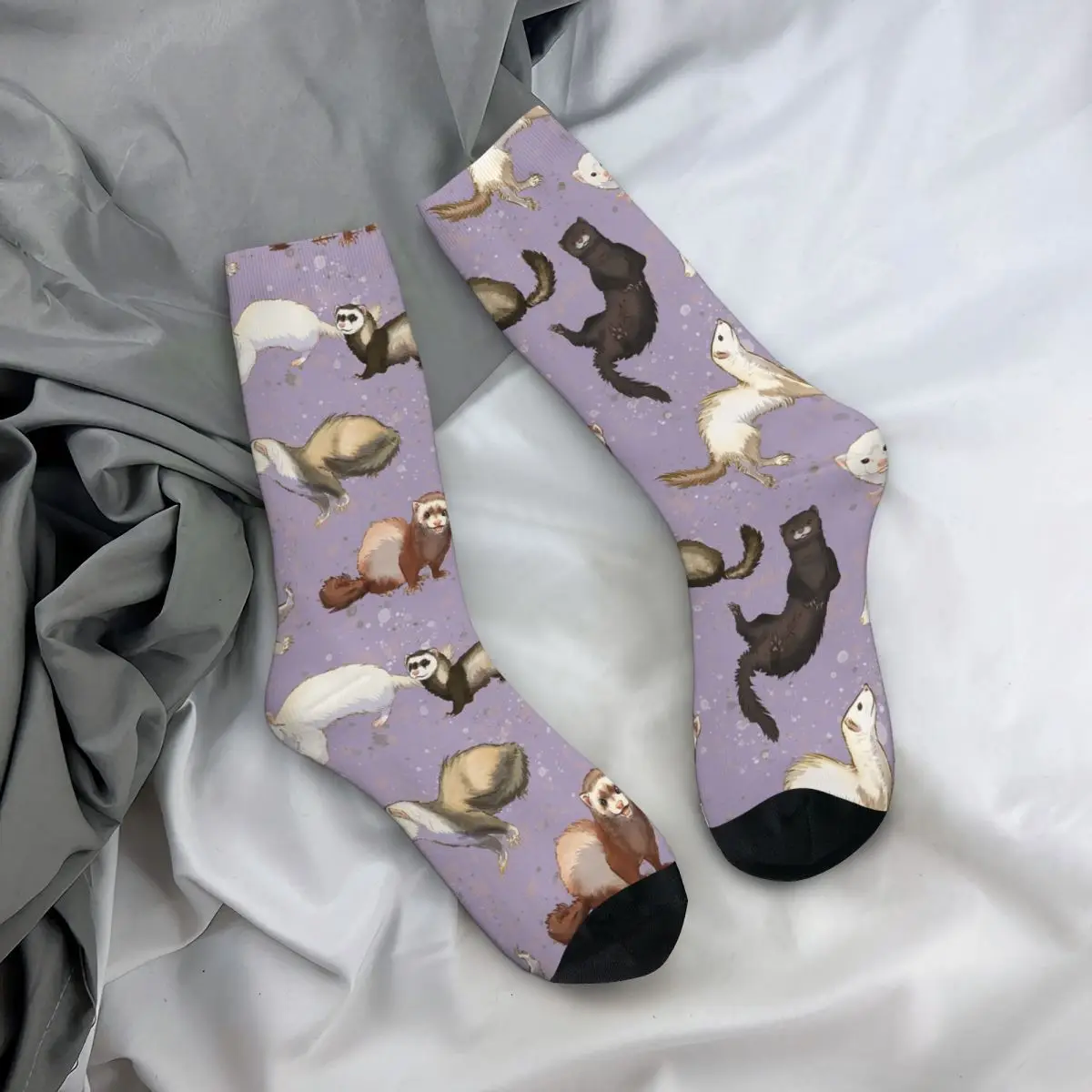 

Playful Ferrets Socks Harajuku Sweat Absorbing Stockings All Season Long Socks Accessories for Unisex Christmas Gifts