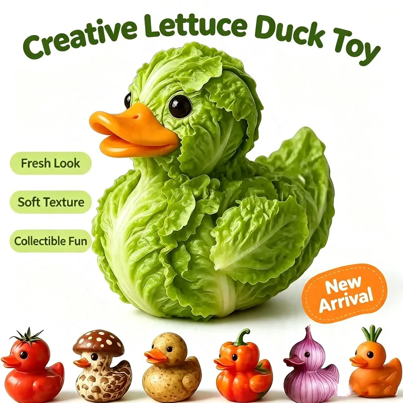 1PCS Cute Vegetable Resin Duck Figurine Mini Duck Sculpture Car Dashboard Desk Ornament Novelty Home Office Gift Miniature Decor