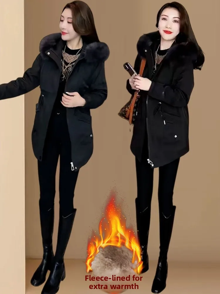 

Зима 2026: Новая модная высококачественная женская теплая куртка-пальто с флисовой подкладкой в корейском стиле, свободный крой, эксклюзивно онлайн