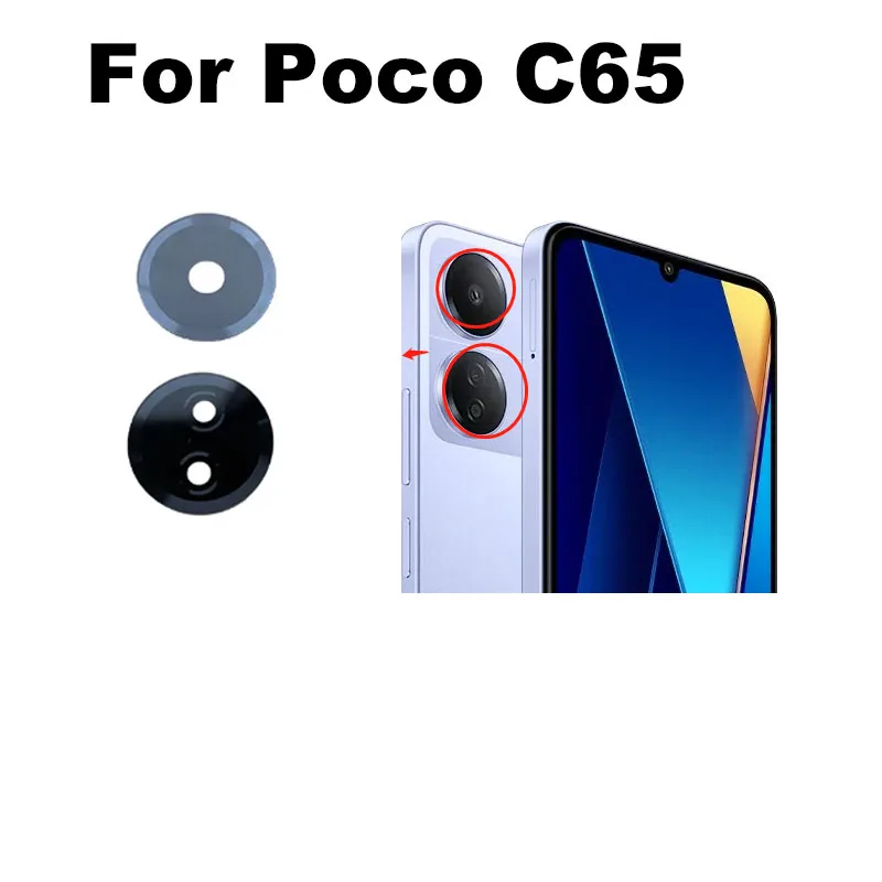 For Xiaomi Poco C65 Back Camera Lens Rear Glass With Glue Sticker Adhesive Replacment