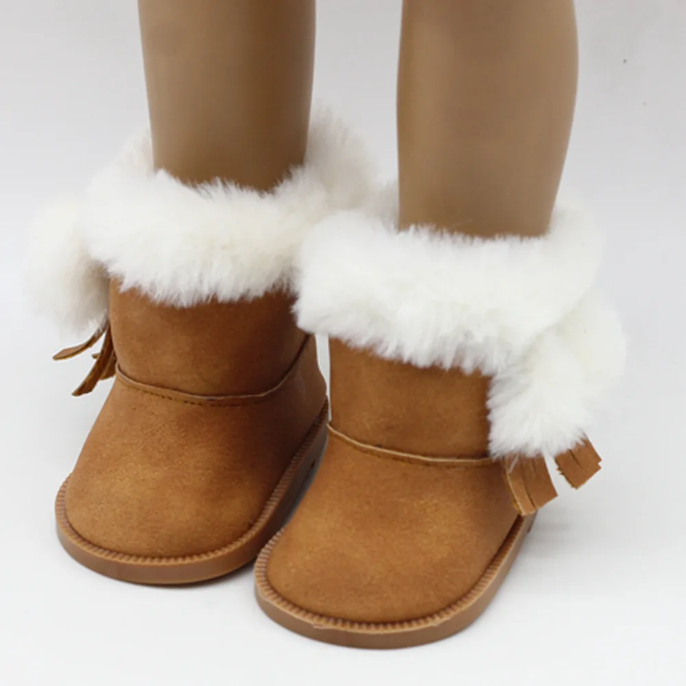 18 Inch Girls Dolls Snow Fuzzy Boots Shoes for 43cm Baby Doll Clothes Accessories Baby Winter Chirstmas Shoes Gift Girls Toys