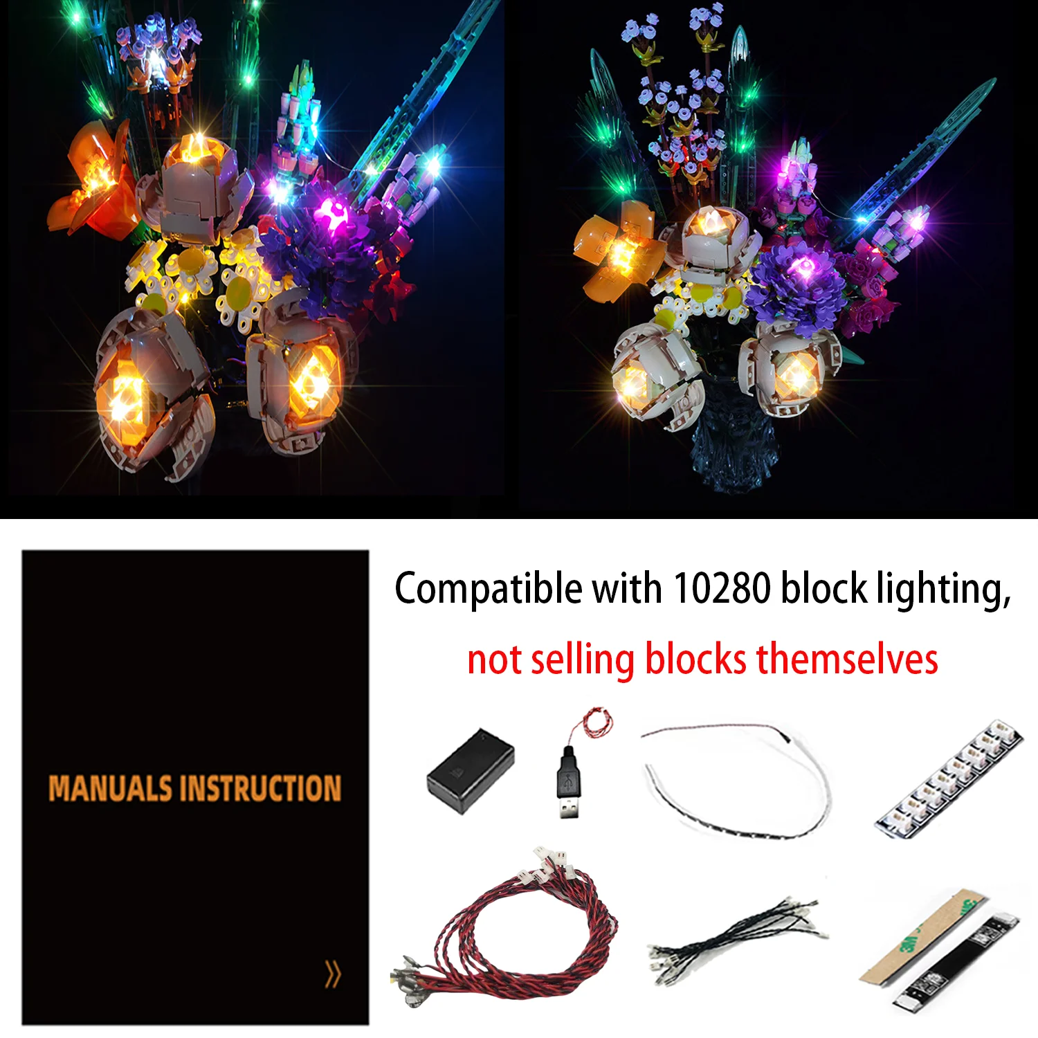 LYBMTWF Kit d'éclairage LED compatible avec le bouquet de fleurs romantique Lego 10280 (modèle non inclus des briques)