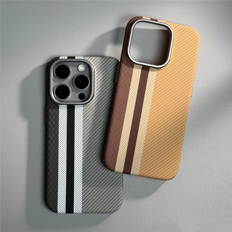 Hit Color Carbon Fiber Texture Magsafe Case For iphone 16 15 14pro 13 12 15pro 15Pro Max Metal Lens Wireless Charging Hard Cover