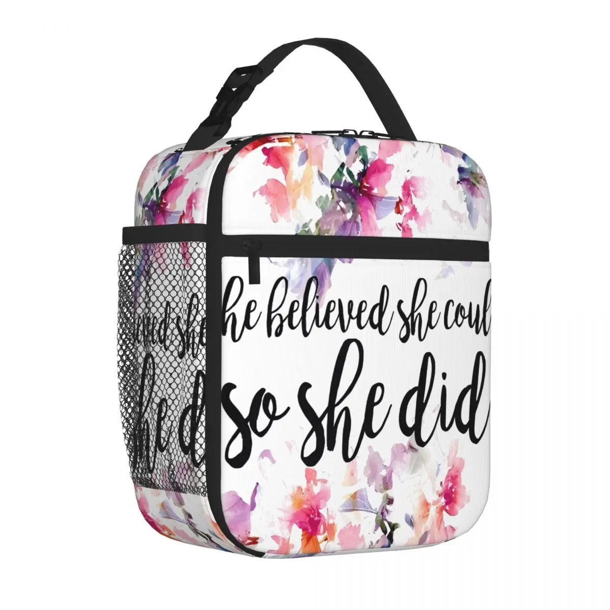 Bestselling She Believed She Could So She Did Floral Retro Meal Bag Business Travel Meal Large Lunch Bag