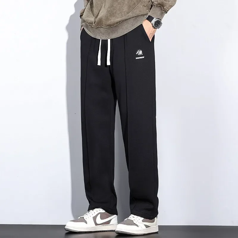 Зимние флисовые теплые спортивные штаны для мальчиков, повседневные студенческие свободные прямые мягкие брюки размера плюс 9XL 10XL, черные эластичные спортивные штаны, длинные брюки
