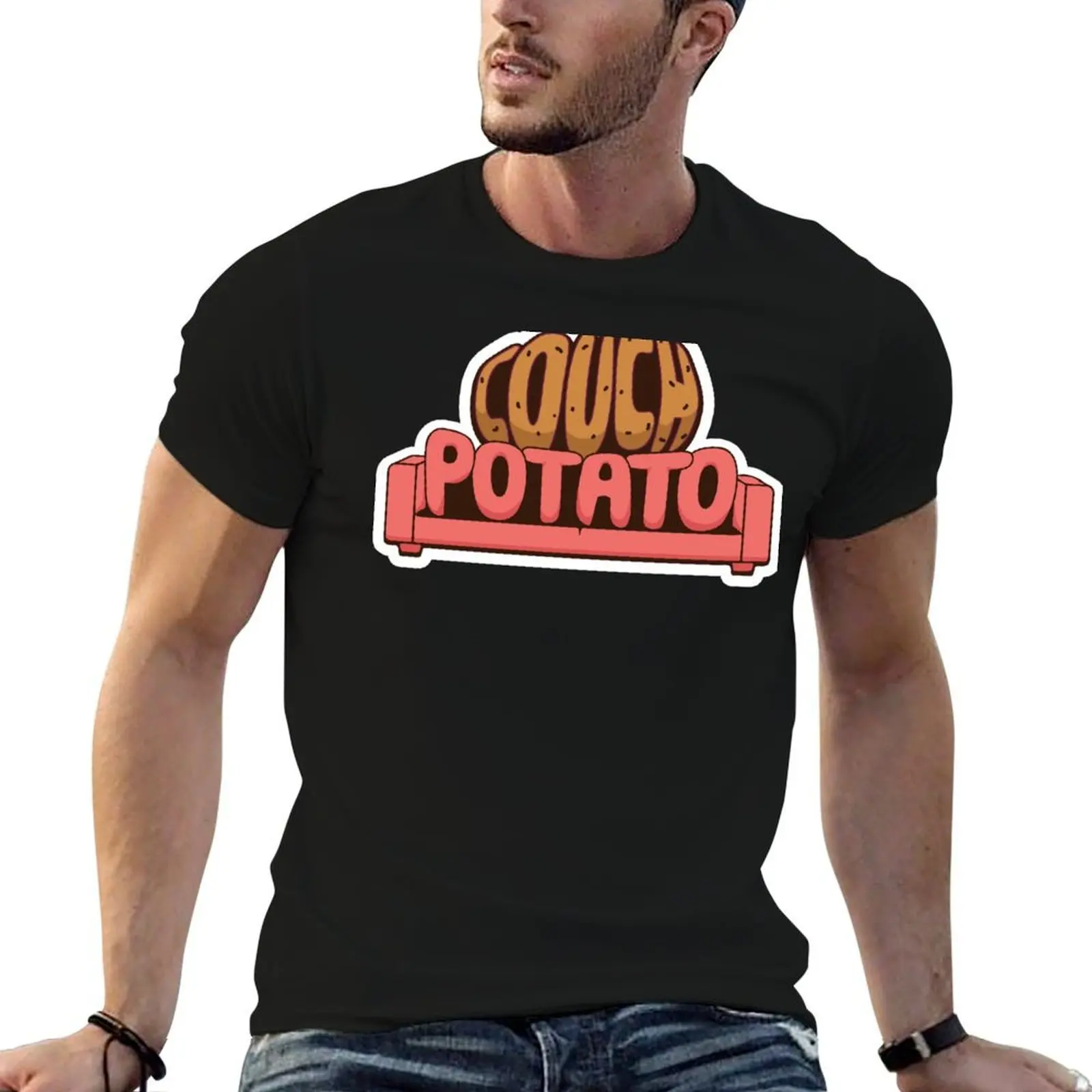 

Illustrated food idiom: Couch potato T-Shirt anime t shirts oversize t shirts for man graphic funny T-Shirt