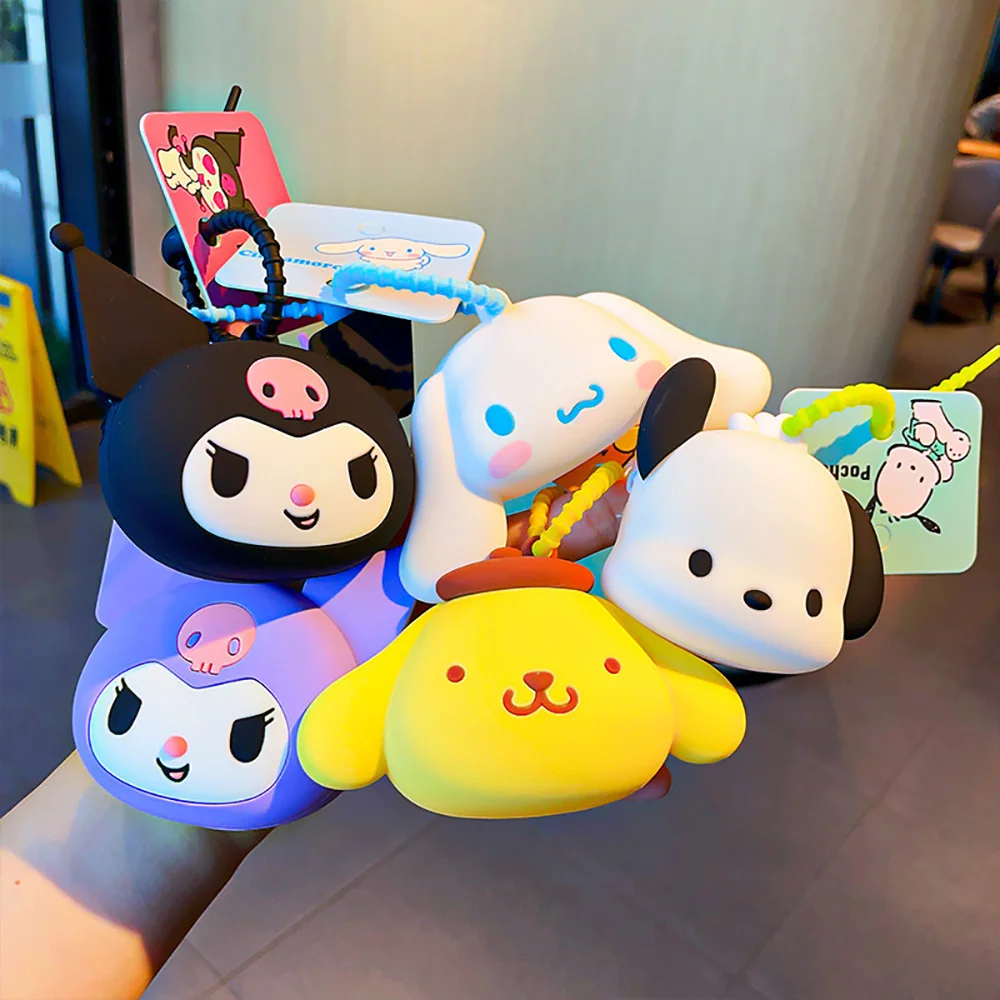 Sanrio Silicone Coin Purses Storage Bag Pendant Keychains Pouch Female Cartoon School Bag Ornament Mymelody Purin Wallet Keyring