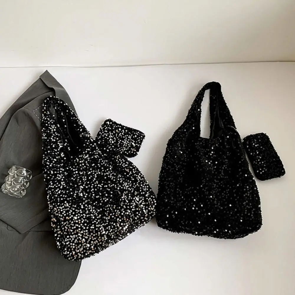 

Underarm Bag Evening Bag Sequin Tote Bag Shiny Fashion Blingbling Handbag Purse Large Silver Shoulder Bag Outdoor