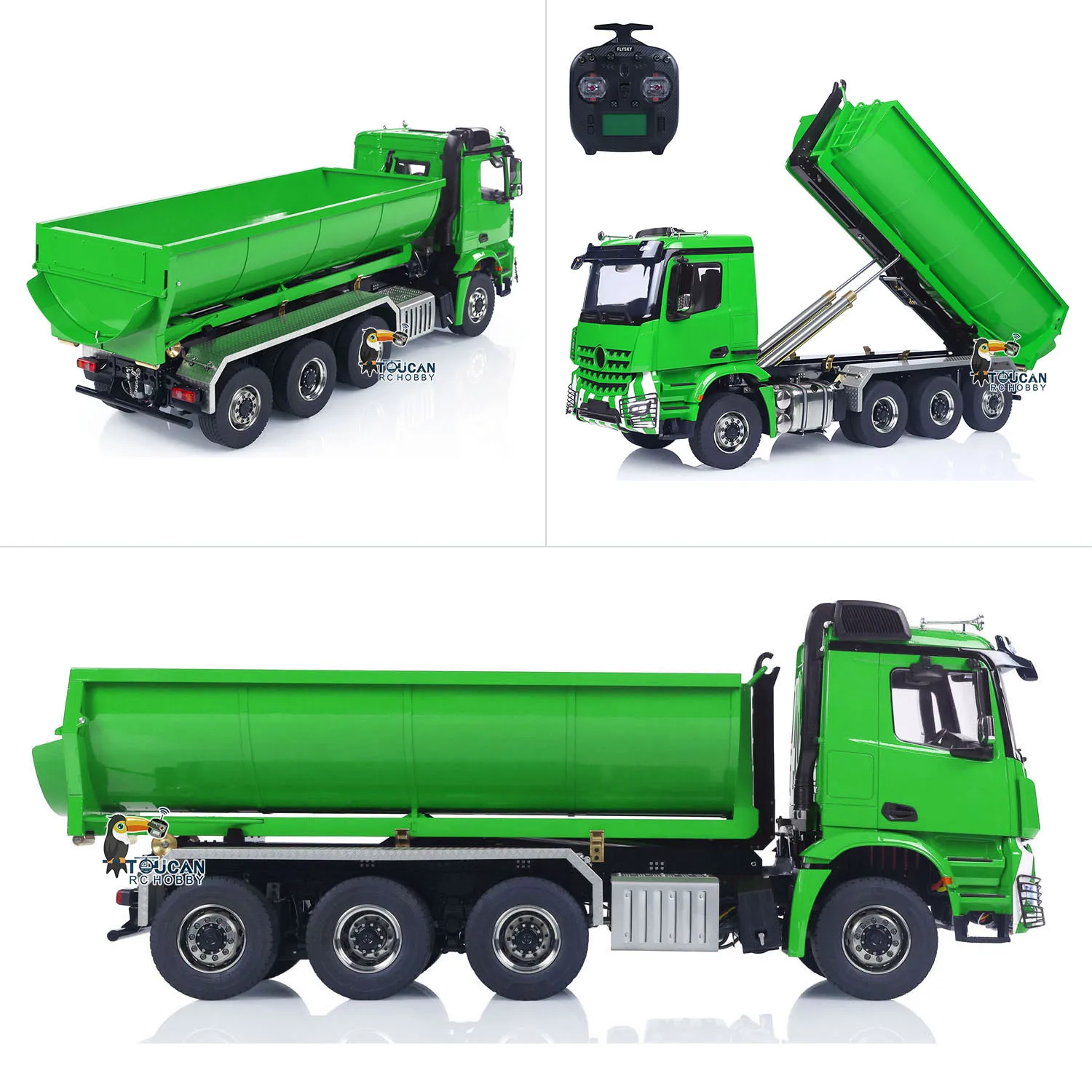 

Metal 8x8 1/14 RC Hydraulic Roll On Off Dumper 3Speed Transmission Remote Control Dump Truck Rear Axle Steering Light System