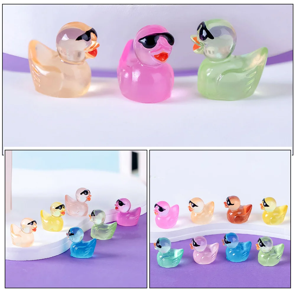 60 Peças de Mini Estátuas de Pato Brilhante em Resina para Decoração de Jardim, Micro Paisagem, Luz Noturna, Ornamento Animal