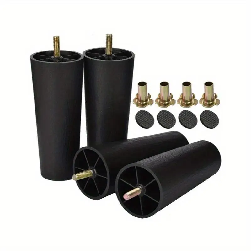 4 Stück Kunststoff-Möbelbeine, modern, konisch, rund, Ersatzbeine mit M8-Gewinde für Sofa, TV-Ständer, Ottoman-Schrank