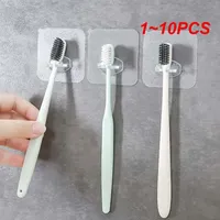 1~10PCS Transparent Wall-Mounted Tooth Brush Holder Kids Tooth Brush Storage Rack Multifunctional Toothbrush Holder Bathroom