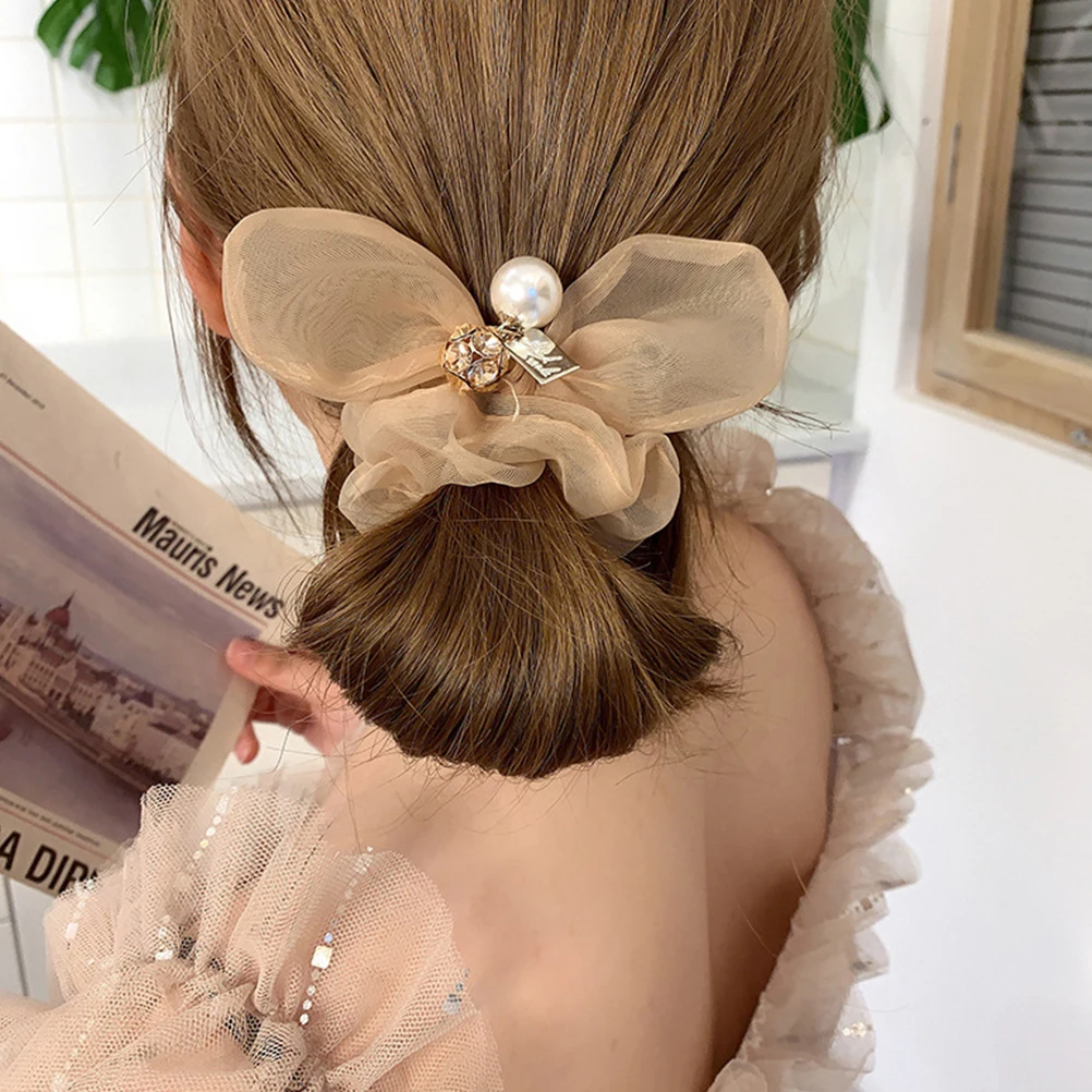 

Butterfly Knot Headwear Lightweight Elastic Bow Hair Tie For Women Organza Ponytail Holder Wedding Party Gift Accessory