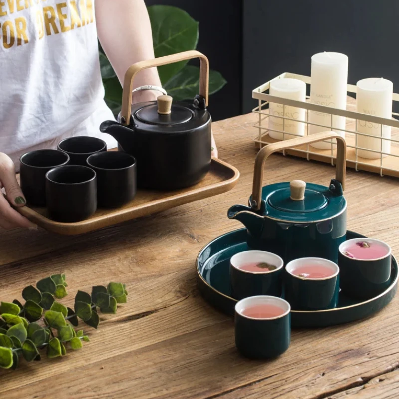 Elegant Afternoon Tea Set - Coffee Cup & Tea Pot - Ideal Household Use & Kitchen Decor - Includes Storage & Scrub Tray