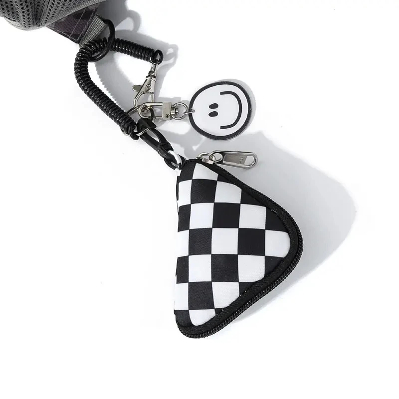 New Fashion Three-dimensional White Black Checkerboard Coin Purse with Keychain Cute Mini Coin Bag Key Change Pouch Earphone Bag