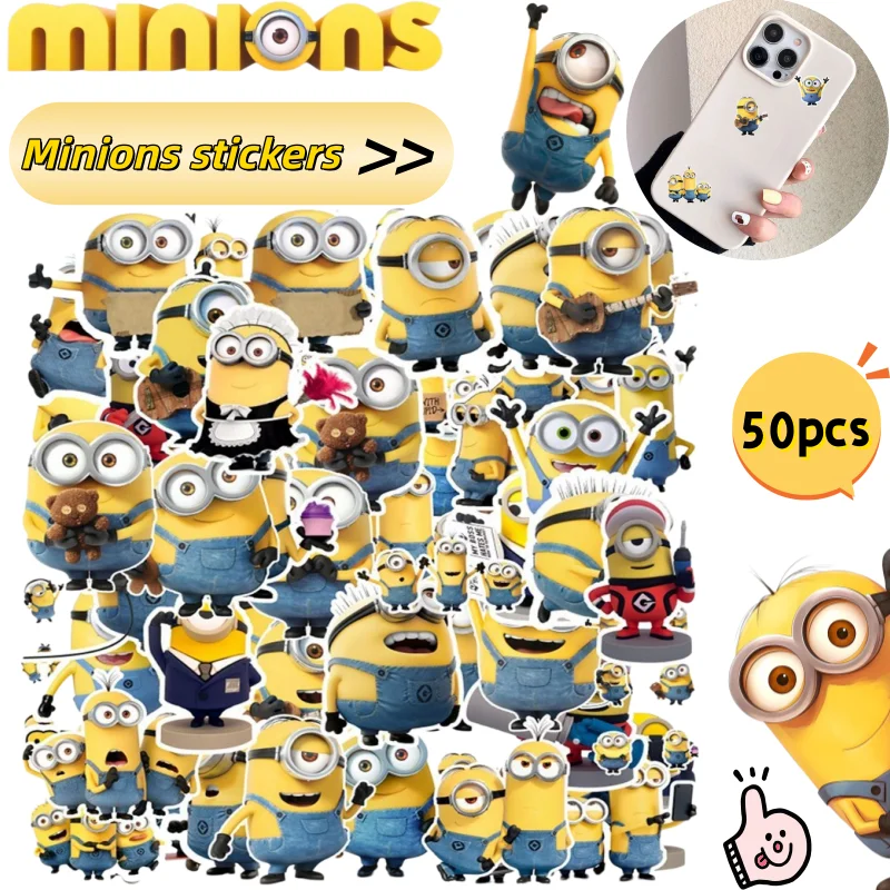 Nuevos Minions de Despicable Me, Dave Stuart, 50 pegatinas creativas con estampados de dibujos animados de alta calidad para diarios de estudiantes, divertidas pegatinas DIY