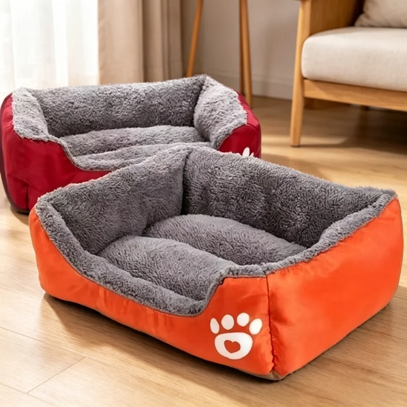 Großes Plüsch-Hundebett & Katzenmatte, Tiefschlaf-Warme Weiche Kissen, Beruhigendes Haustierbett für Kleine Hunde, Welpen, Chihuahua