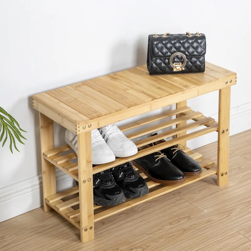 Simple Multi-layer Shoe Rack for Household Doorway, Can Sit and Change Shoes, Dustproof Shoe Cabinet, Bamboo Rack for Storage