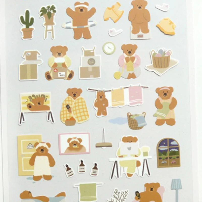 Korean Import Brand Suatelier Kawaii Bear Daily Life Paper Stickers Scrapbooking Diy Journal Stationery Sticker Deco Aesthetic