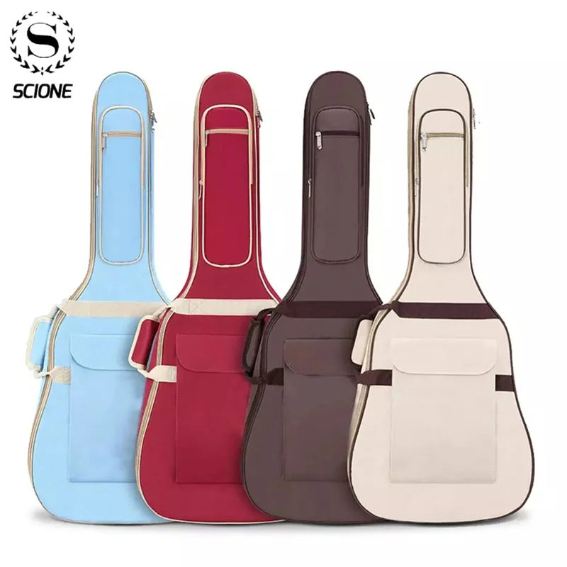 Scione Folk Guitar Bag 10MM Thickened Sponge 40/41 Inch Universal Musical Instrument Bag Acoustic Carry Case