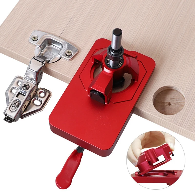 Woodworking Hole Drilling Guide Locator Hole Opener Template Door Cabinets Red 1Set