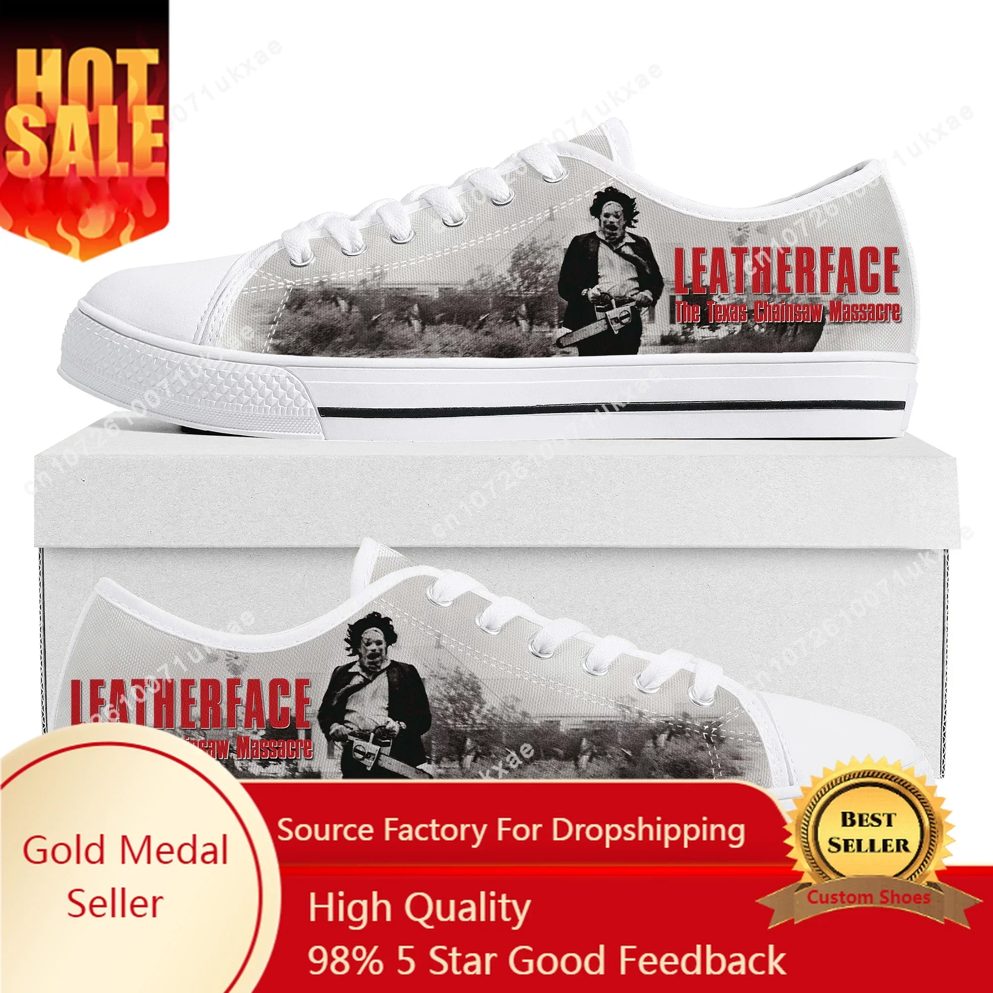 Texas Chainsaw Massacre Leatherface Low Top Sneakers Mens Womens Teenager Canvas Sneaker Casual Custom Made Shoes Customize Shoe