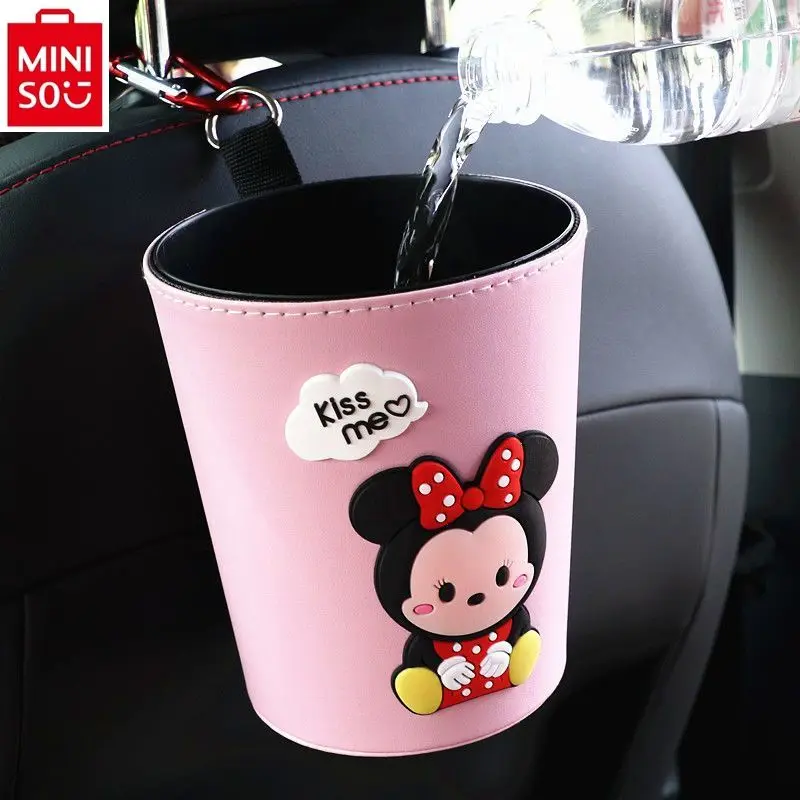 MINISO car trash bin, interior items, rear mounted Disney cartoon Mickey creative waterproof multifunctional car storage bin