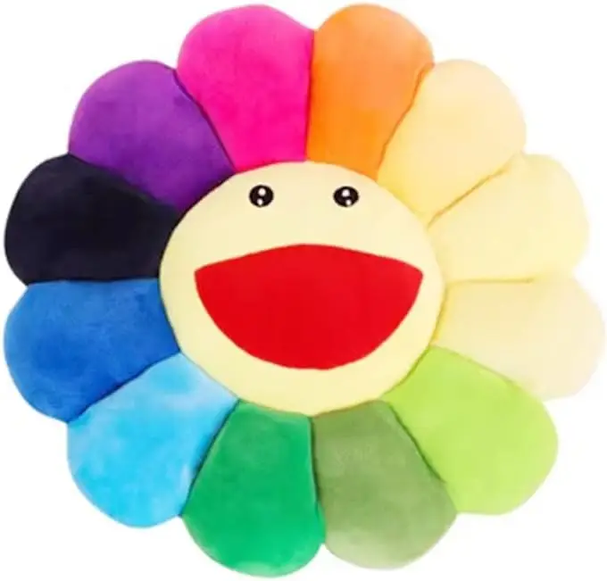 

17-дюймовая плюшевая подушка в форме подсолнуха, подушка с улыбающимся лицом для красочного декора дома и спальни