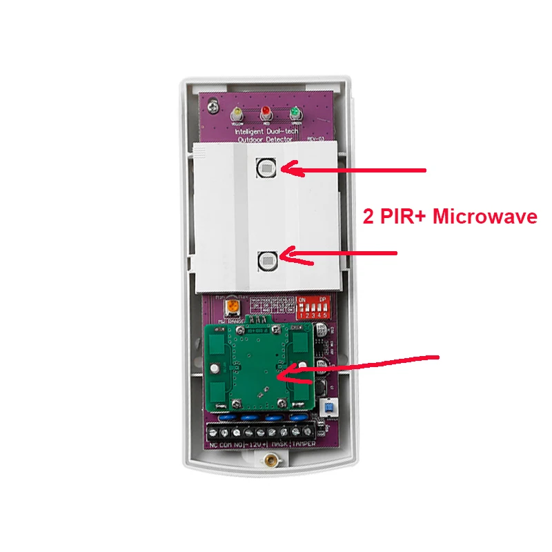 12V-24V Outdoor Wire Three Tech Microwave Motion Sensor 2 Infrared Sensor Alarm output NC/NO for Burglar Intrusion Alarm System