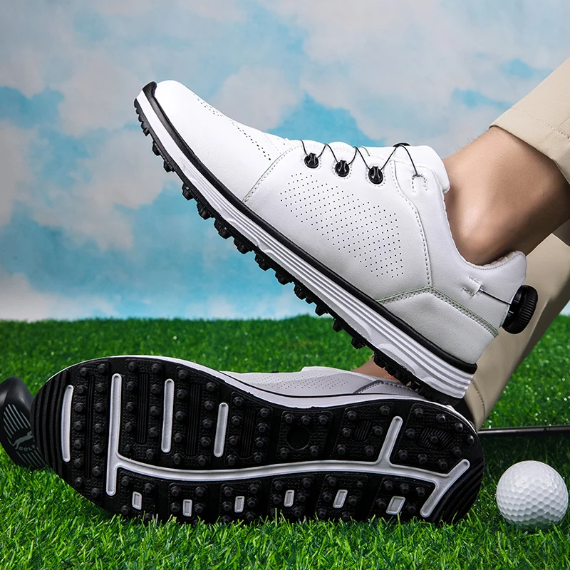 Golf Shoes Men's Waterproof Breathable Golf Shoes Male Rotating Shoelaces Sports Sneakers Non-slip Trainers