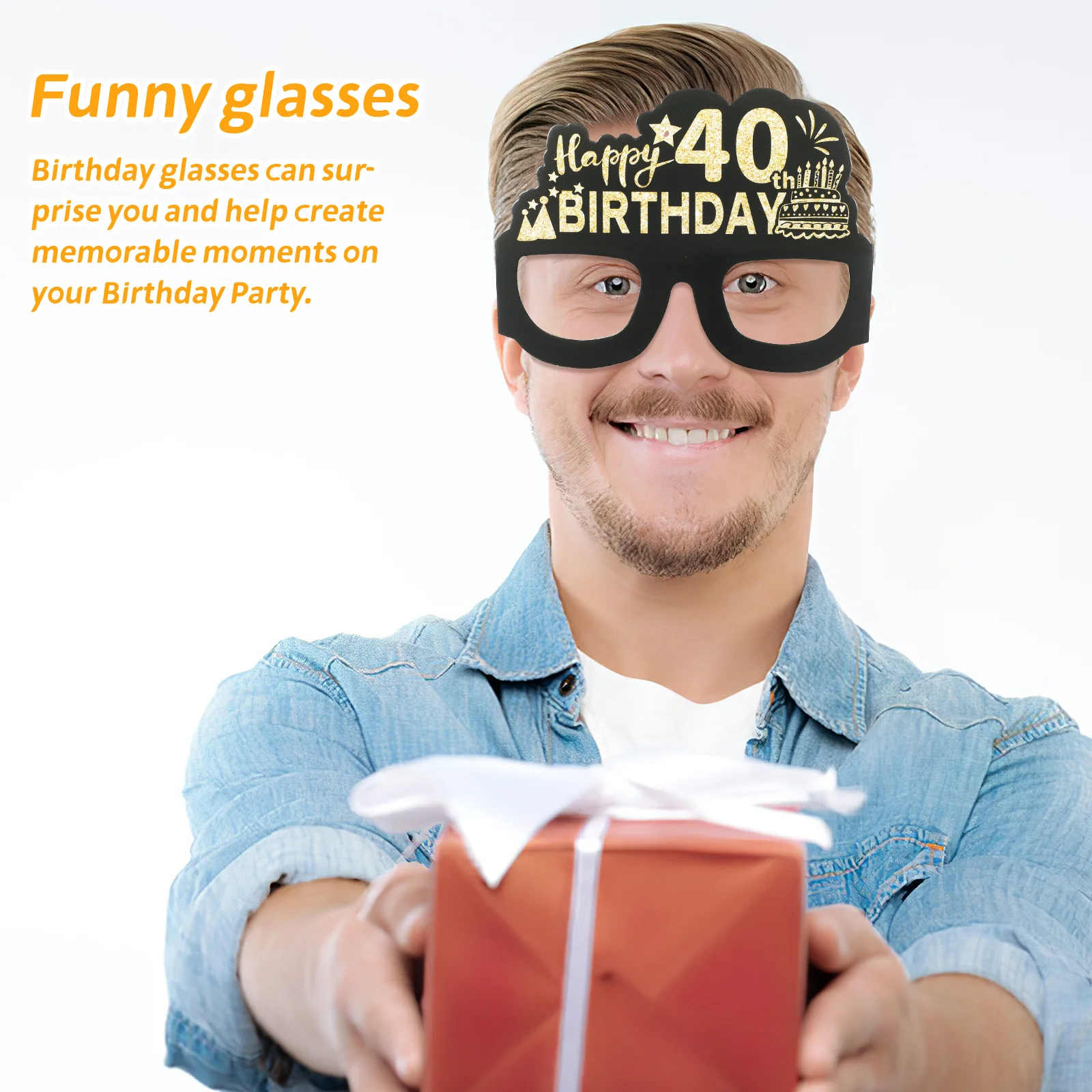 

12Pcs 40th Birthday Party Eyeglasses Paper Frames Decorative Glasses for Family Friends Fun Celebrations Birthday Glasses