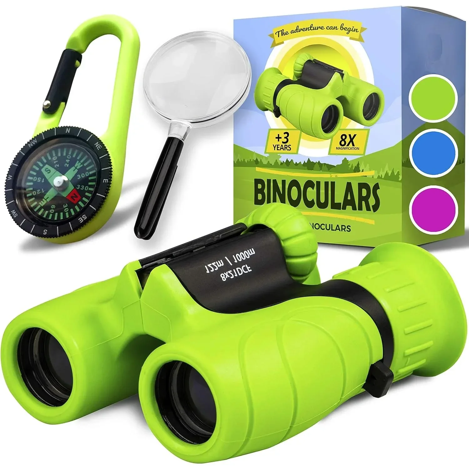 

8X Binoculars for Kids Magnifying Glass & Compass Set Telescope Toy for Baby Boys & Girls Kids Binoculars Gifts for Boys Girls