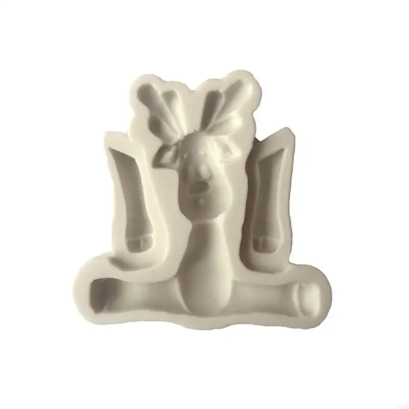 F19B 3D Christmas Deer Gingerbread Man Silicone Mold DIY Cake Fondant Molds Chocolate Candy Dessert Baking Tools