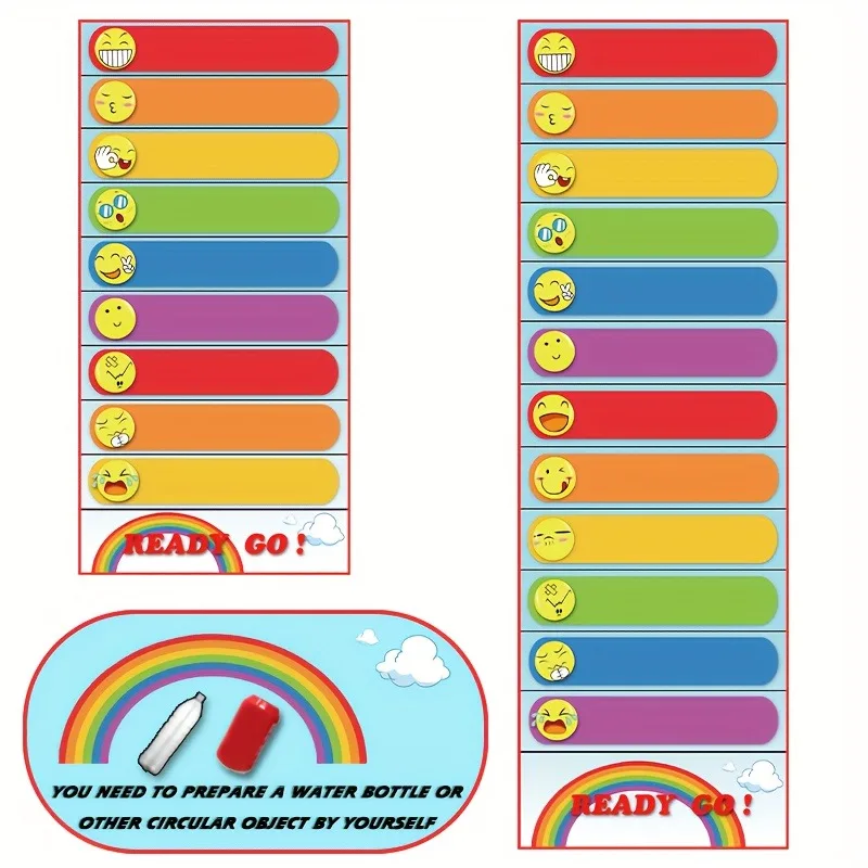 Rainbow Emoji Bottle Roll Game Table Runner Writeable Reward Punishment Carnival Bachelorette Interactive Game Decor Supplies