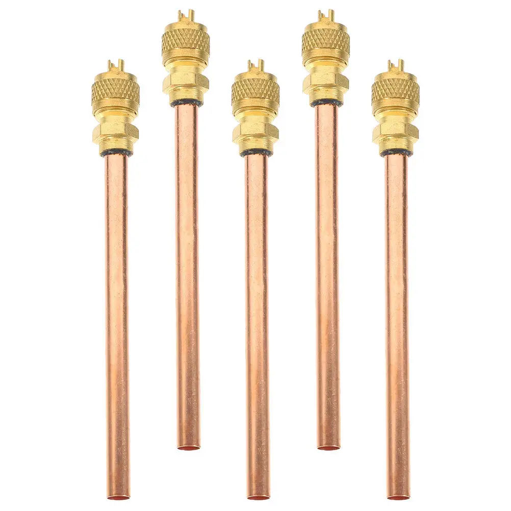 

5 шт. медных сервисных сервисных клапанов для заправки хладагента, для ремонта систем холодильников и кондиционеров