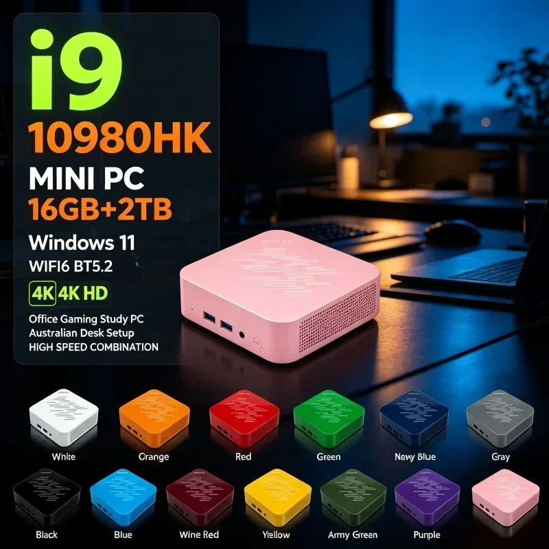 Multicolor Mini Desktop Host Intel I9‑10980HK Processor 16GB RAM 1TB/2TB SSD Win11 WiFi6 BT5.2 Mini PC For Daily Home Use