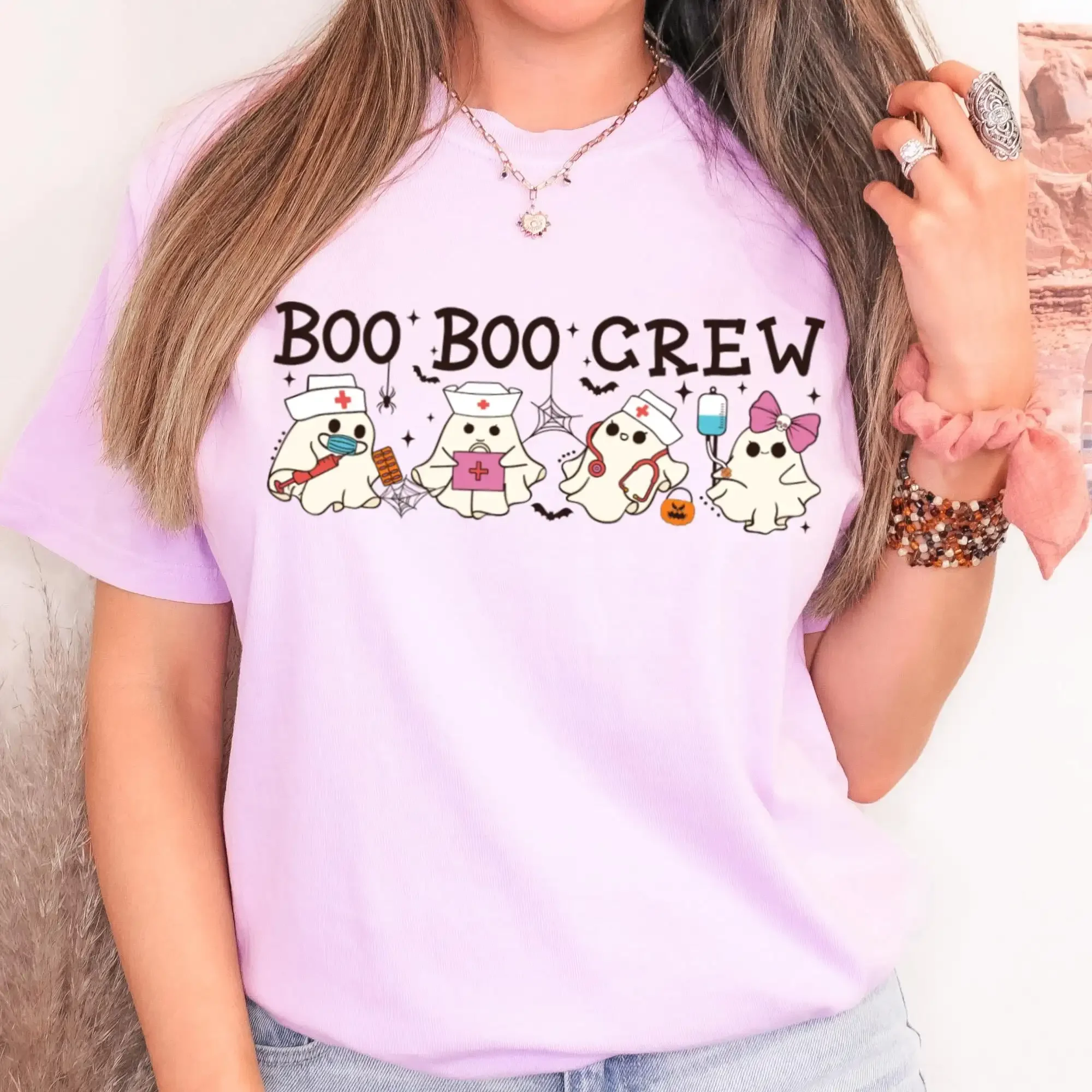 

Ghost Halloween T Shirt Nurse Happy Cute Er