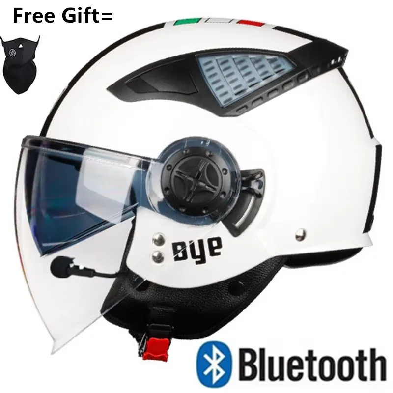 CE Bluetooth-compatible Motorcycle Helmet Open Face Scooter Helmet Motorcycle with Headset Electric Bike Helmet Casco Moto