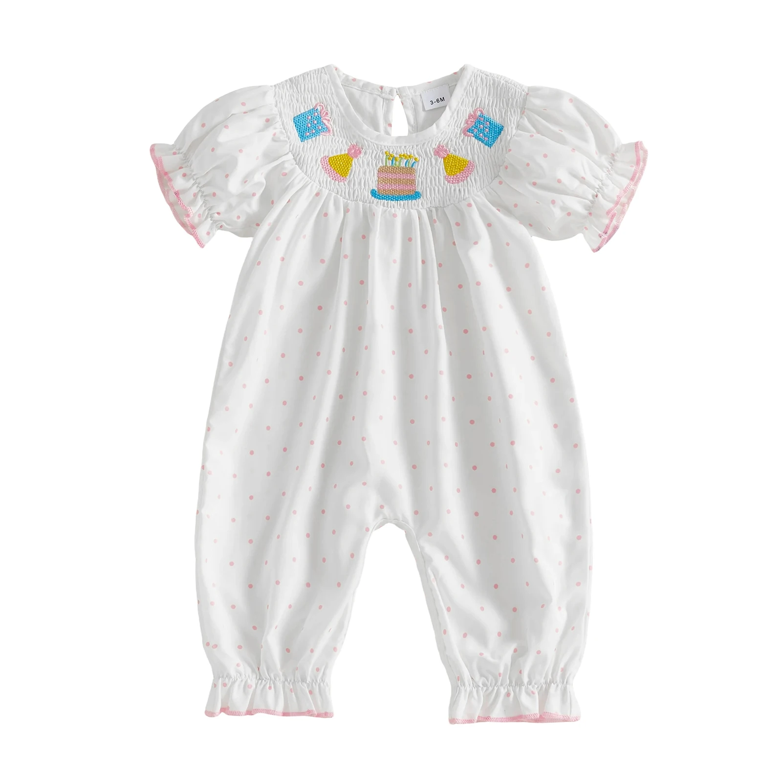 

Очаровательный комбинезон для малышей с цветочным принтом и рюшами на рукавах, милый комбинезон с бантом и круглым вырезом, повседневный стильный наряд для младенцев