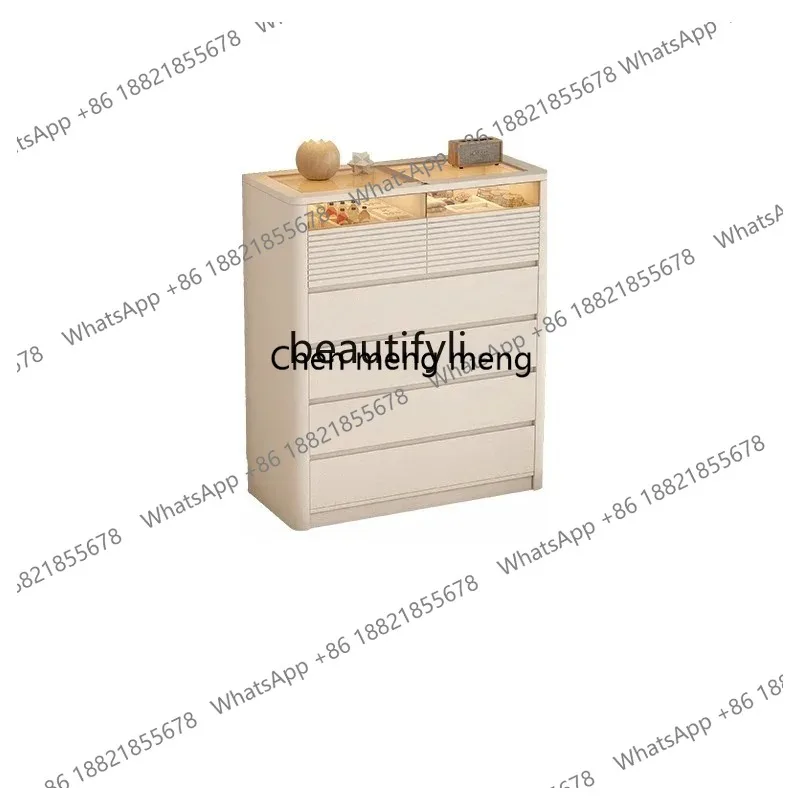 Small apartment bedside bedroom bedside storage chest modern simple bucket cabinet storage deepened drawer cabinet glass LHY26