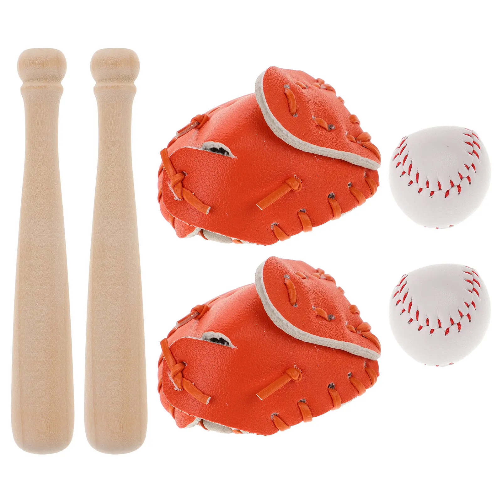 2 set 2 sets honkbal softbal kit miniatuur sport voor mini huisdecoratie fantasiespel accessoires vleermuizen handschoenen poppenhuis diy