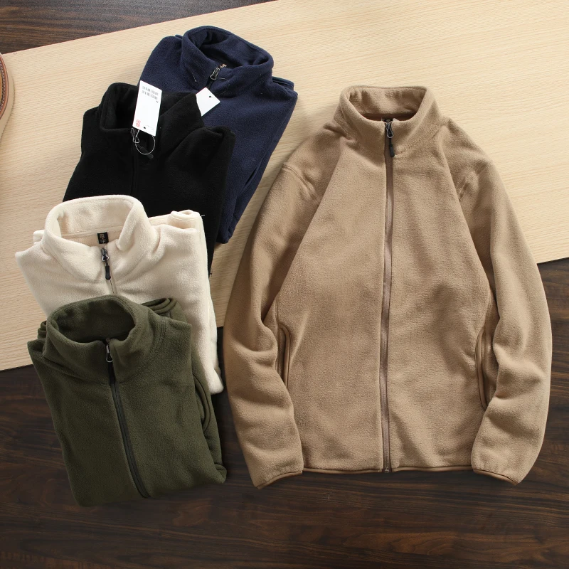 

Autumn Winter Men's Lightweight Jaet Fce Lined Stand Collar Simple Color Warm Outerwear Stand Fit Long Sve Z...