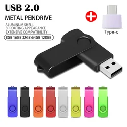 High Speed USB 2.0 Flash Drive Blue Pen Drive 64GB U Stick 32GB 16GB 8GB Pendrive Flash Disk for Android Micro/PC with adapter